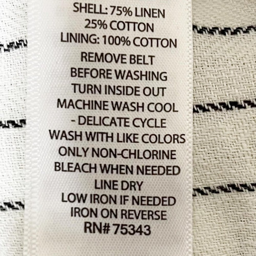 Rachel Zoe Size 4 White Striped Linen Blend Sleeveless Belted Dress - Picture 7 of 8